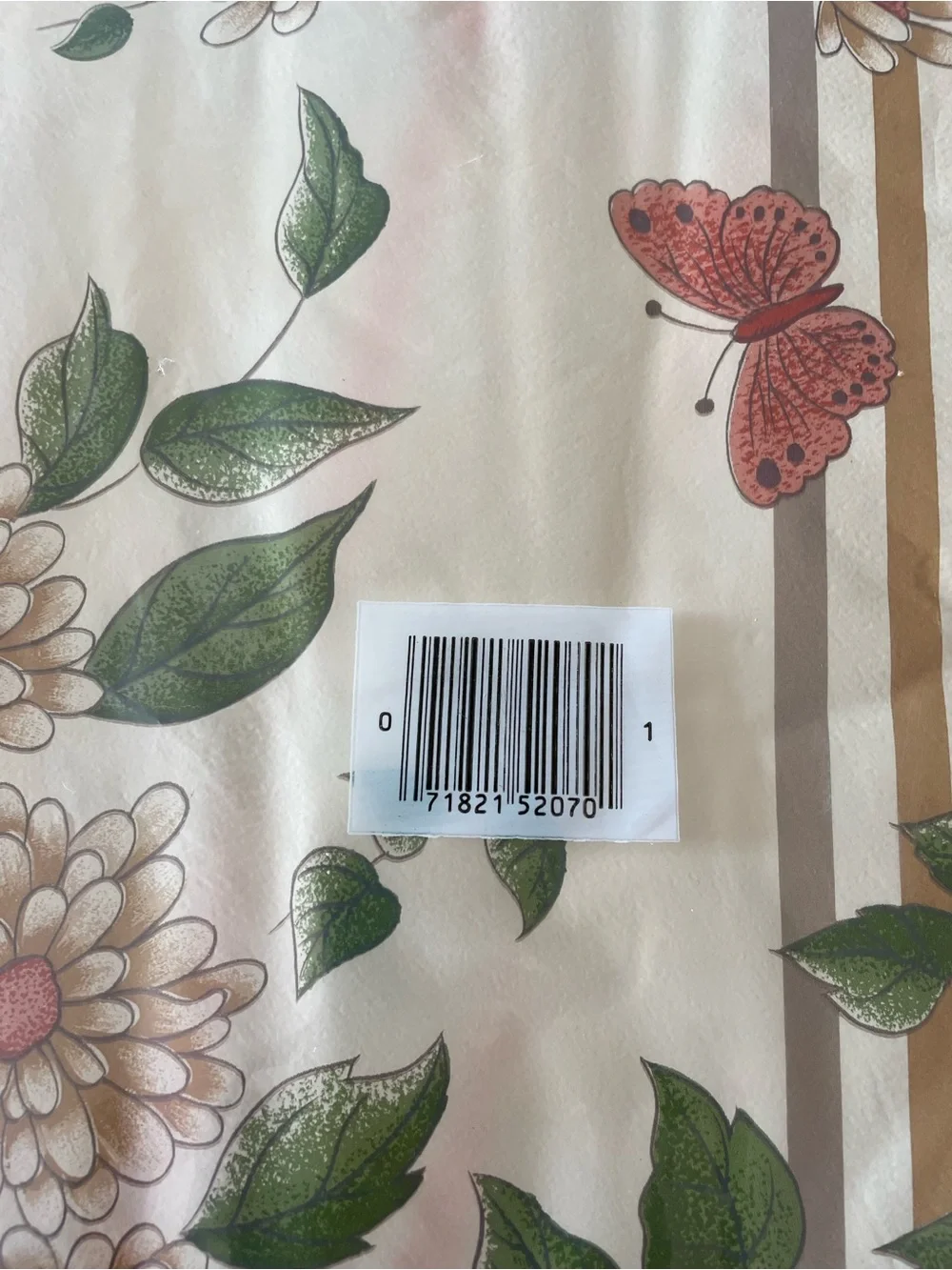 Vintage Plastic Picnic Tablecloth Floral Butterfly NIP 52”x70”  cottagecore